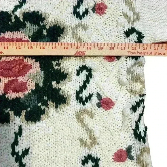 Vintage Emerald Isle Hand Knitted Floral Sweater Size Small Oversized 90s Granny - Picture 5 of 8